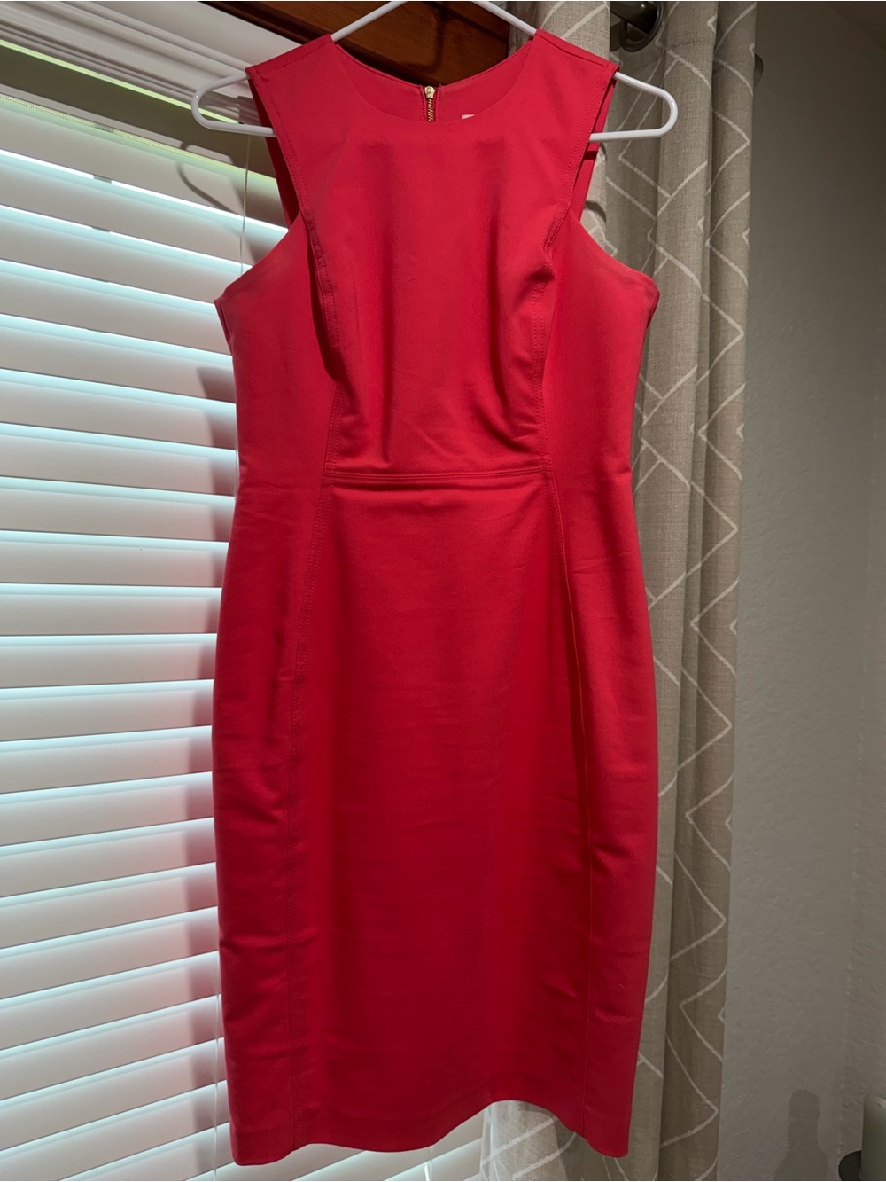 Calvin Klein Coral Sleeveless Sheath Midi Dress